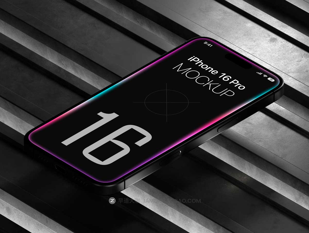 20款工业风APP UI界面设计苹果iPhone 16 Pro屏幕演示效果图PS贴图样机模板 20 iPhone 16 Pro Mockups Vol.01插图5