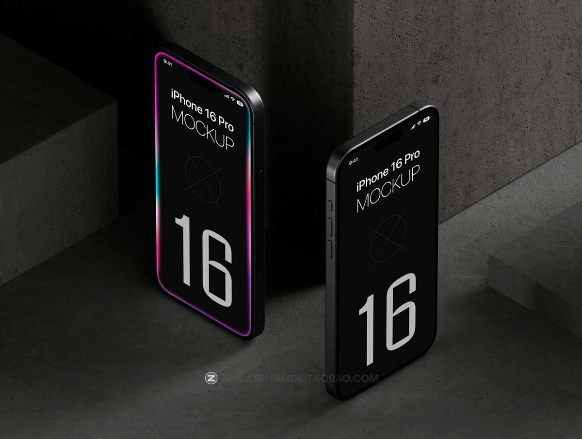 20款工业风APP UI界面设计苹果iPhone 16 Pro屏幕演示效果图PS贴图样机模板 20 iPhone 16 Pro Mockups Vol.01插图4