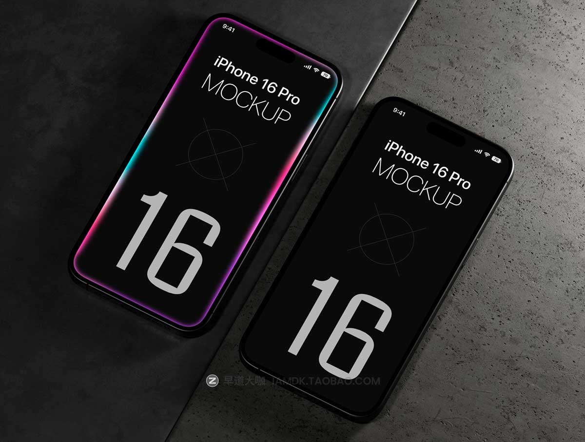 20款工业风APP UI界面设计苹果iPhone 16 Pro屏幕演示效果图PS贴图样机模板 20 iPhone 16 Pro Mockups Vol.01插图3