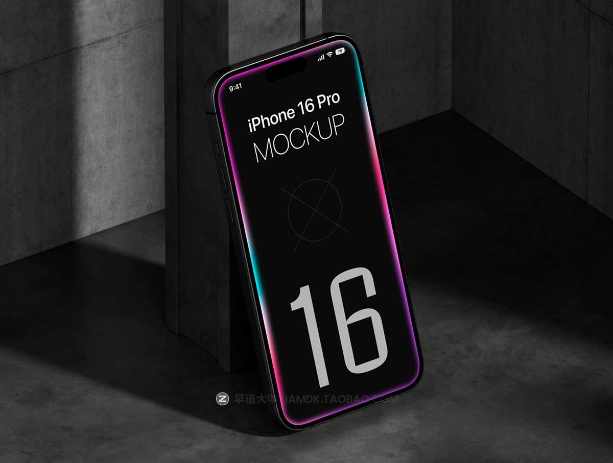 20款工业风APP UI界面设计苹果iPhone 16 Pro屏幕演示效果图PS贴图样机模板 20 iPhone 16 Pro Mockups Vol.01插图1