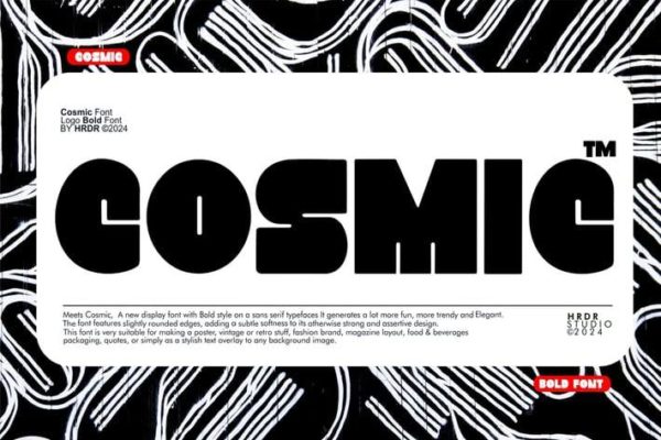 时尚复古杂志海报包装徽标设计无衬线英文字体安装包 Cosmic – Logo Bold Font