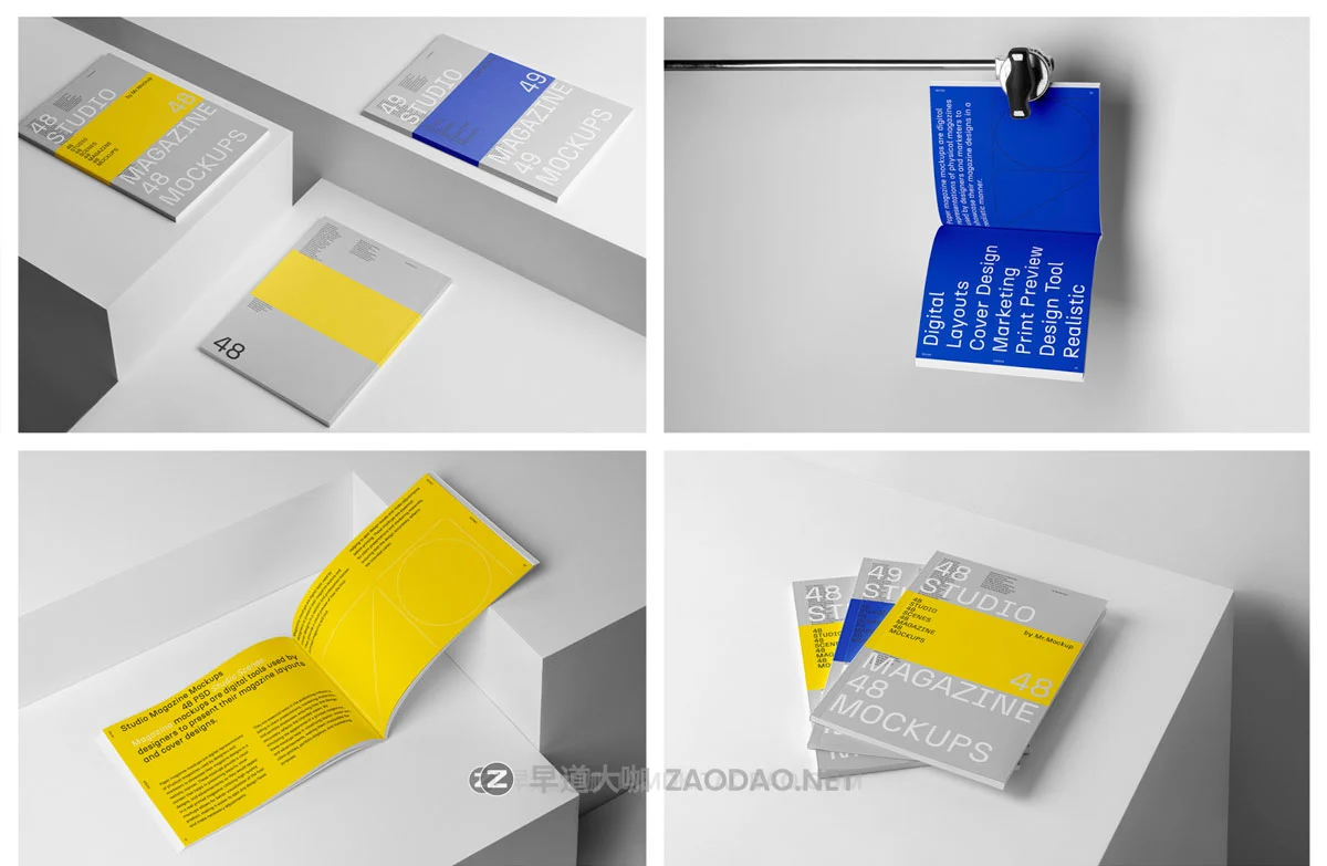 48款高级精装书籍画册杂志封面内页设计展示效果图PS贴图样机模板素材 Studio Magazine Mockups插图7 48款高级精装书籍画册杂志封面内页设计展示效果图PS贴图样机模板素材 Studio Magazine Mockups插图7