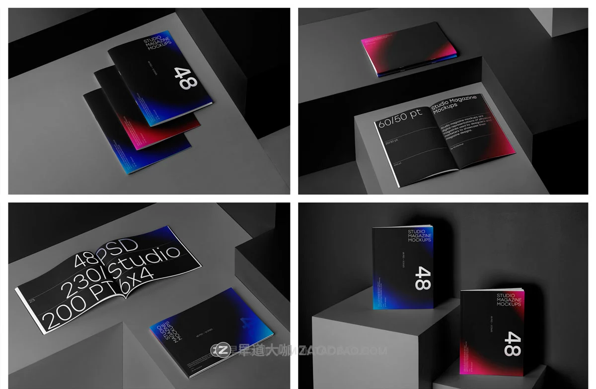 48款高级精装书籍画册杂志封面内页设计展示效果图PS贴图样机模板素材 Studio Magazine Mockups插图19 48款高级精装书籍画册杂志封面内页设计展示效果图PS贴图样机模板素材 Studio Magazine Mockups插图19