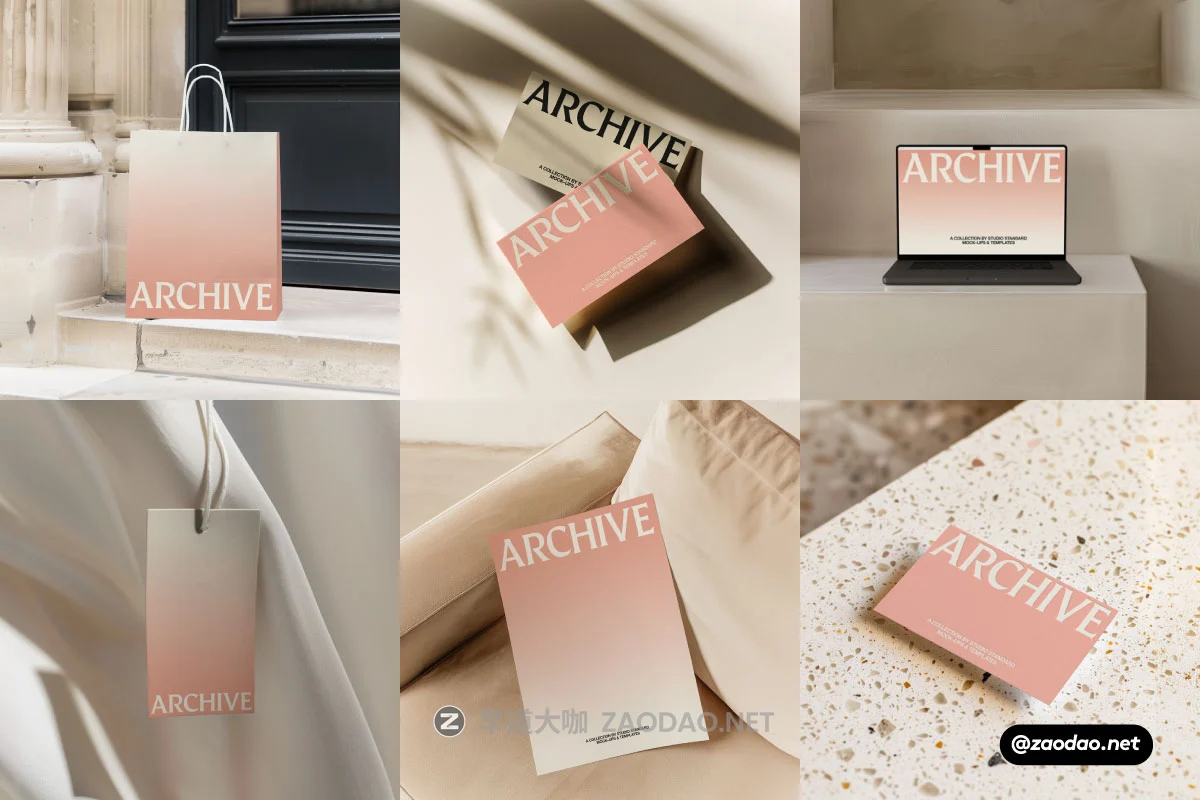 7款高级优雅品牌VI设计名片手提袋海报吊牌MacBook电脑贴图PSD样机模板 Studio Standard – Archive Collection Vol 1插图 7款高级优雅品牌VI设计名片手提袋海报吊牌MacBook电脑贴图PSD样机模板 Studio Standard – Archive Collection Vol 1插图