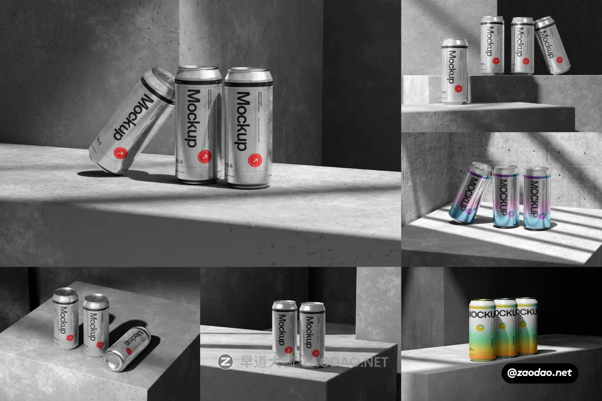 6款工业风混凝土背景听装啤酒饮料苏打水易拉罐金属罐设计展示效果图PSD样机模板 East Graphics – Aluminum Beverage Can Mockup Vol 1插图 6款工业风混凝土背景听装啤酒饮料苏打水易拉罐金属罐设计展示效果图PSD样机模板 East Graphics – Aluminum Beverage Can Mockup Vol 1插图