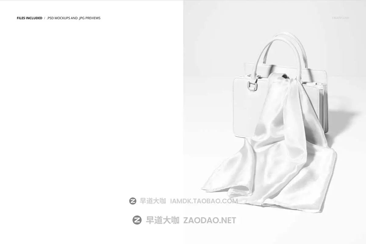 真实时尚真丝丝绸围巾纱巾丝巾印花图案设计PS展示贴图样机模板素材 Habotai Silk Scarf Handbag Mockup插图1 真实时尚真丝丝绸围巾纱巾丝巾印花图案设计PS展示贴图样机模板素材 Habotai Silk Scarf Handbag Mockup插图1