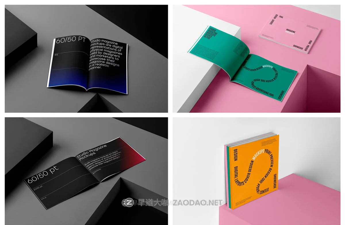 48款高级精装书籍画册杂志封面内页设计展示效果图PS贴图样机模板素材 Studio Magazine Mockups插图13 48款高级精装书籍画册杂志封面内页设计展示效果图PS贴图样机模板素材 Studio Magazine Mockups插图13