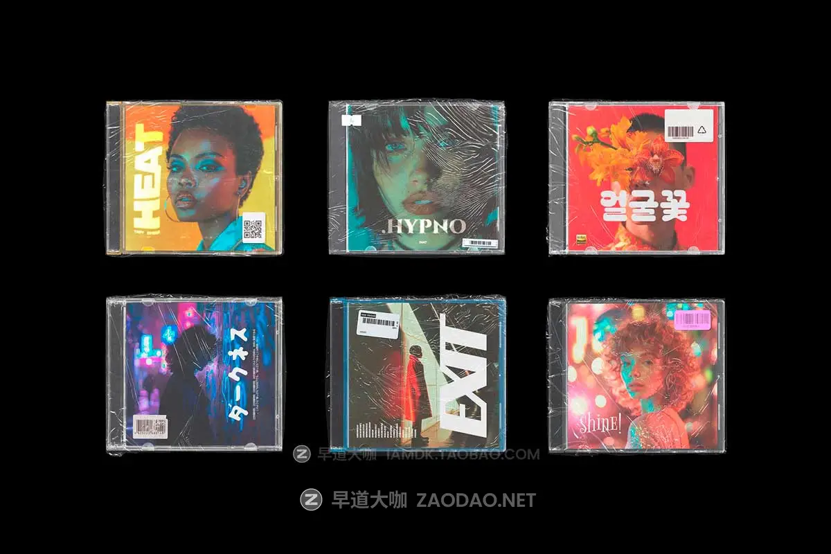 潮流摇滚风格CD光盘包装盒海报设计塑料袋纹理贴纸PS素材包 CD MAKER – CD Case Mockups插图8 潮流摇滚风格CD光盘包装盒海报设计塑料袋纹理贴纸PS素材包 CD MAKER – CD Case Mockups插图8