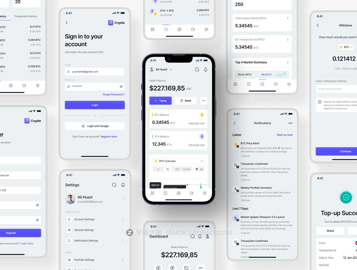 90+屏双配色加密货币金融理财财务管理APP UI界面设计Figma模板素材 Crypite – SaaS Crypto Mobile App UI Kit插图4 90+屏双配色加密货币金融理财财务管理APP UI界面设计Figma模板素材 Crypite – SaaS Crypto Mobile App UI Kit插图4