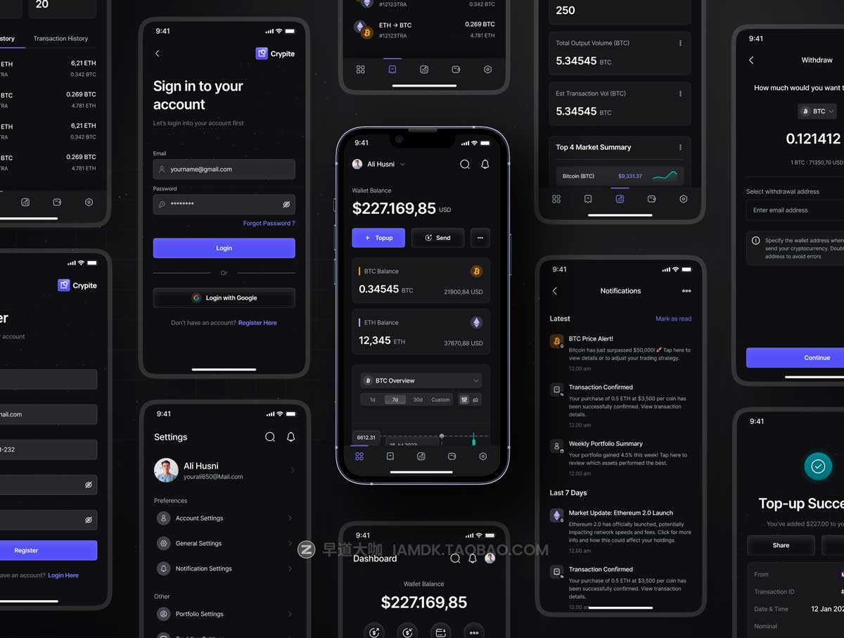90+屏双配色加密货币金融理财财务管理APP UI界面设计Figma模板素材 Crypite – SaaS Crypto Mobile App UI Kit插图5 90+屏双配色加密货币金融理财财务管理APP UI界面设计Figma模板素材 Crypite – SaaS Crypto Mobile App UI Kit插图5