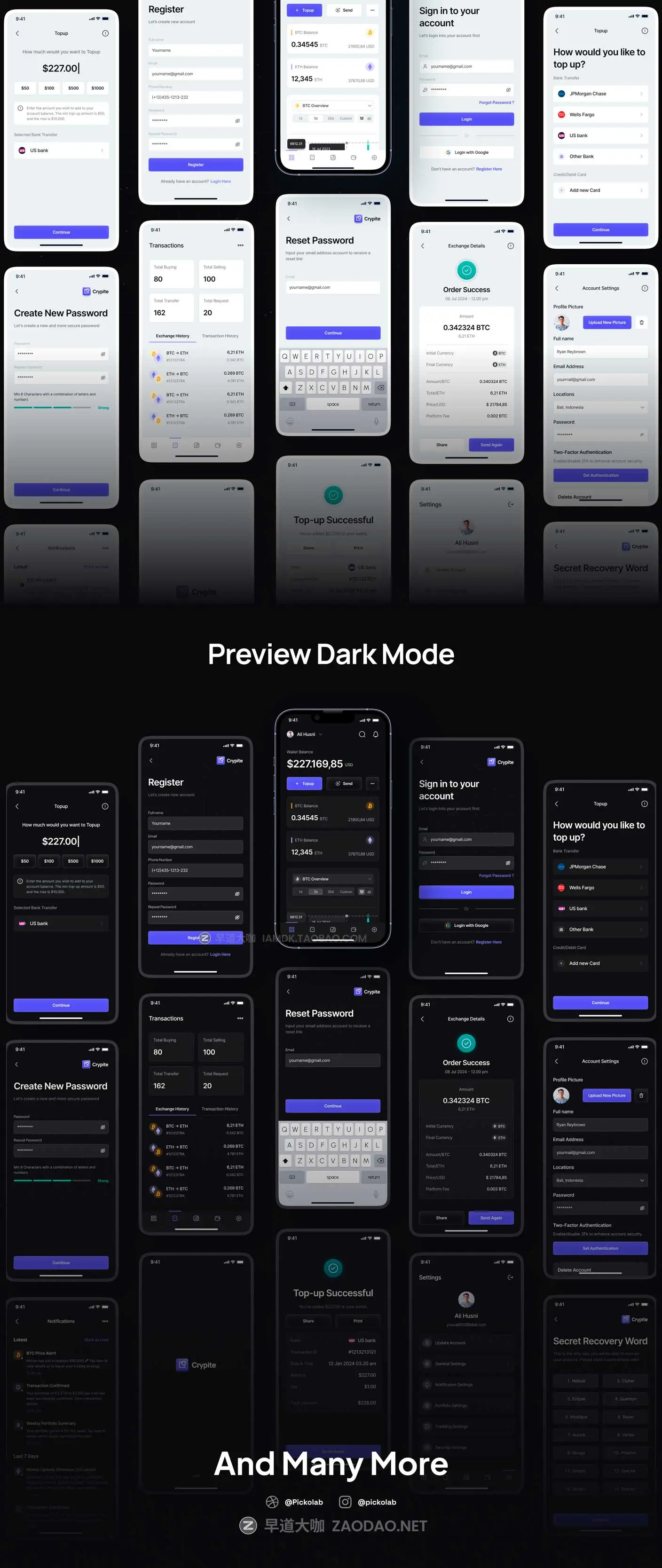 90+屏双配色加密货币金融理财财务管理APP UI界面设计Figma模板素材 Crypite – SaaS Crypto Mobile App UI Kit插图7 90+屏双配色加密货币金融理财财务管理APP UI界面设计Figma模板素材 Crypite – SaaS Crypto Mobile App UI Kit插图7