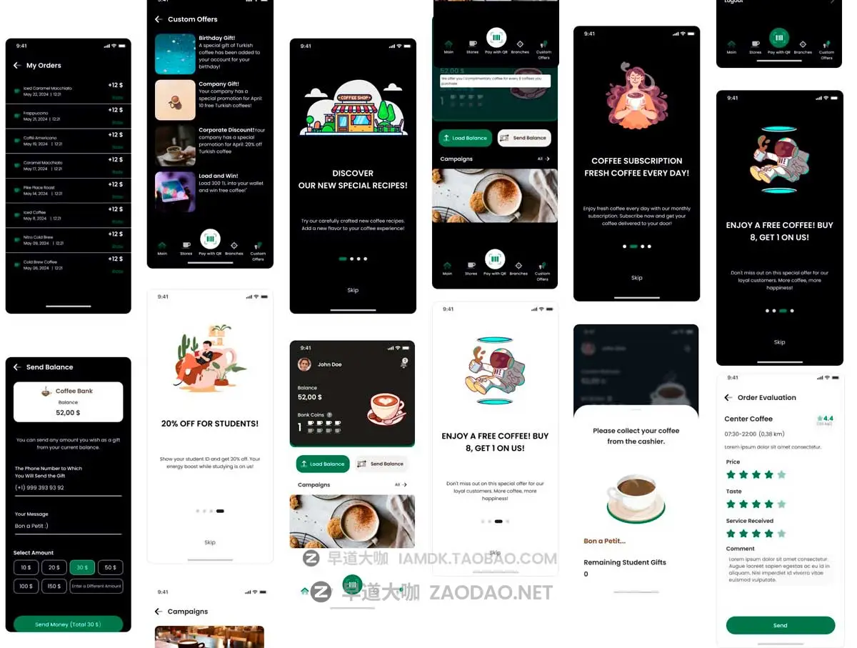 100+屏咖啡美食在线购买自助下单APP UI界面设计Figma格式模板素材 Bank – Coffee Shop App UI Kit插图2 100+屏咖啡美食在线购买自助下单APP UI界面设计Figma格式模板素材 Bank – Coffee Shop App UI Kit插图2