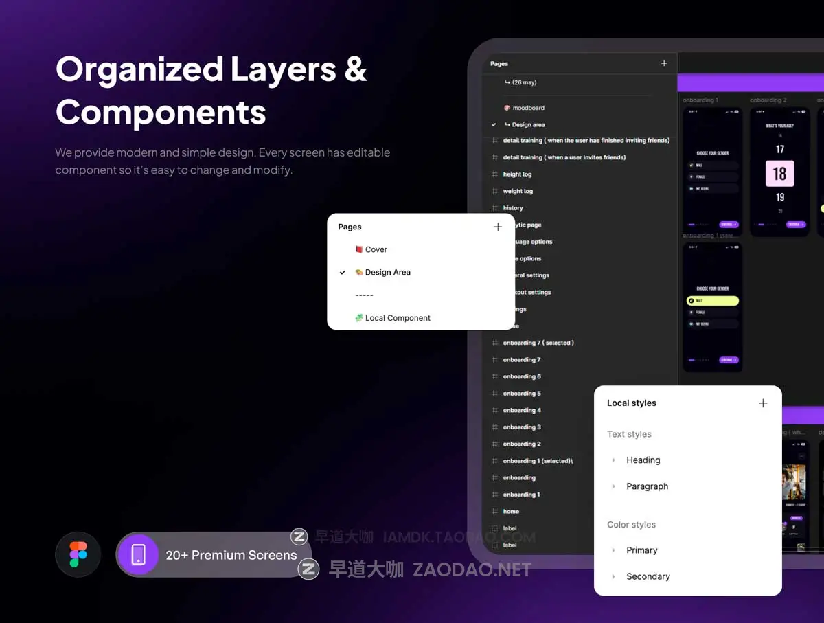 20+屏暗黑风格锻炼健身减肥APP应用程序UI界面设计Figma模板套件 BROFIT – Fitness App UI Kit插图2 20+屏暗黑风格锻炼健身减肥APP应用程序UI界面设计Figma模板套件 BROFIT – Fitness App UI Kit插图2