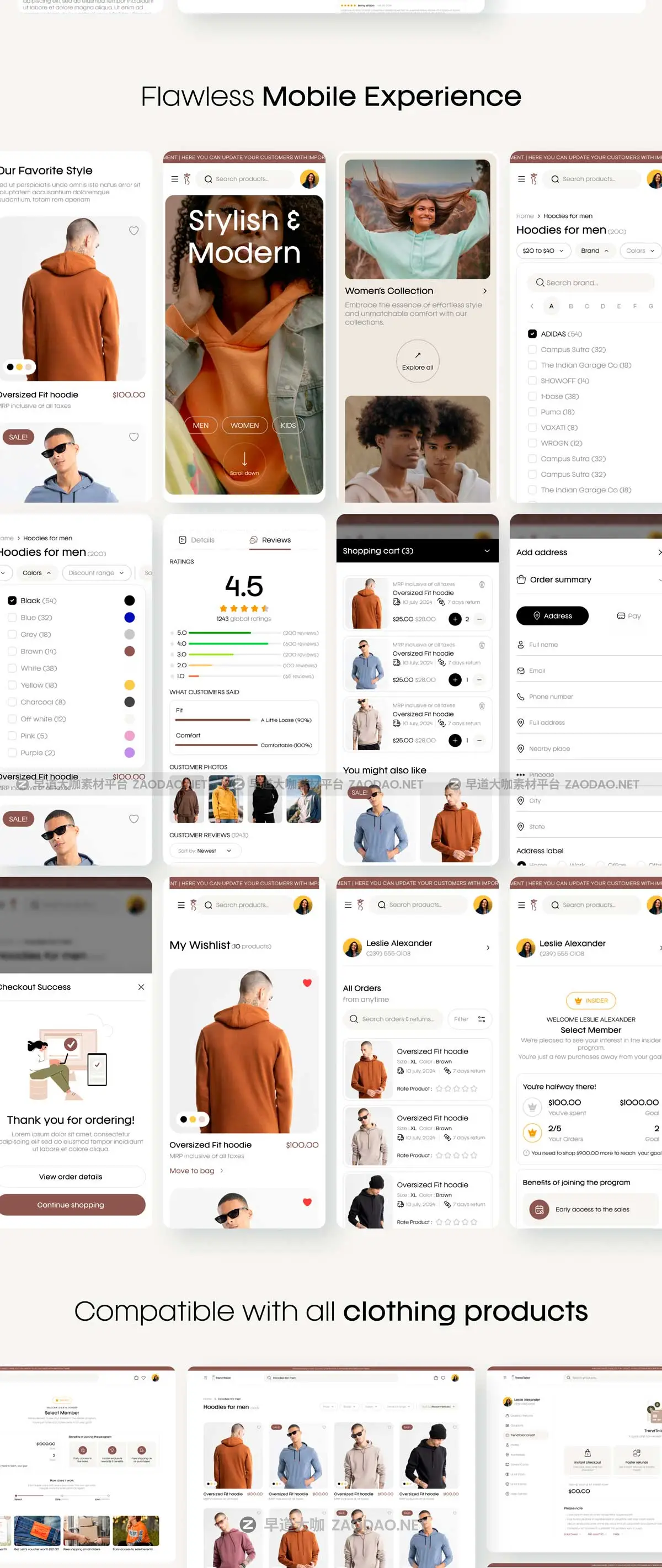 30+屏极简响应式服装衣服电子商城网站WEB UI界面设计Figma模板套件 TrendTailor UI Kit: Clothing E-commerce Website Designs插图8 30+屏极简响应式服装衣服电子商城网站WEB UI界面设计Figma模板套件 TrendTailor UI Kit: Clothing E-commerce Website Designs插图8