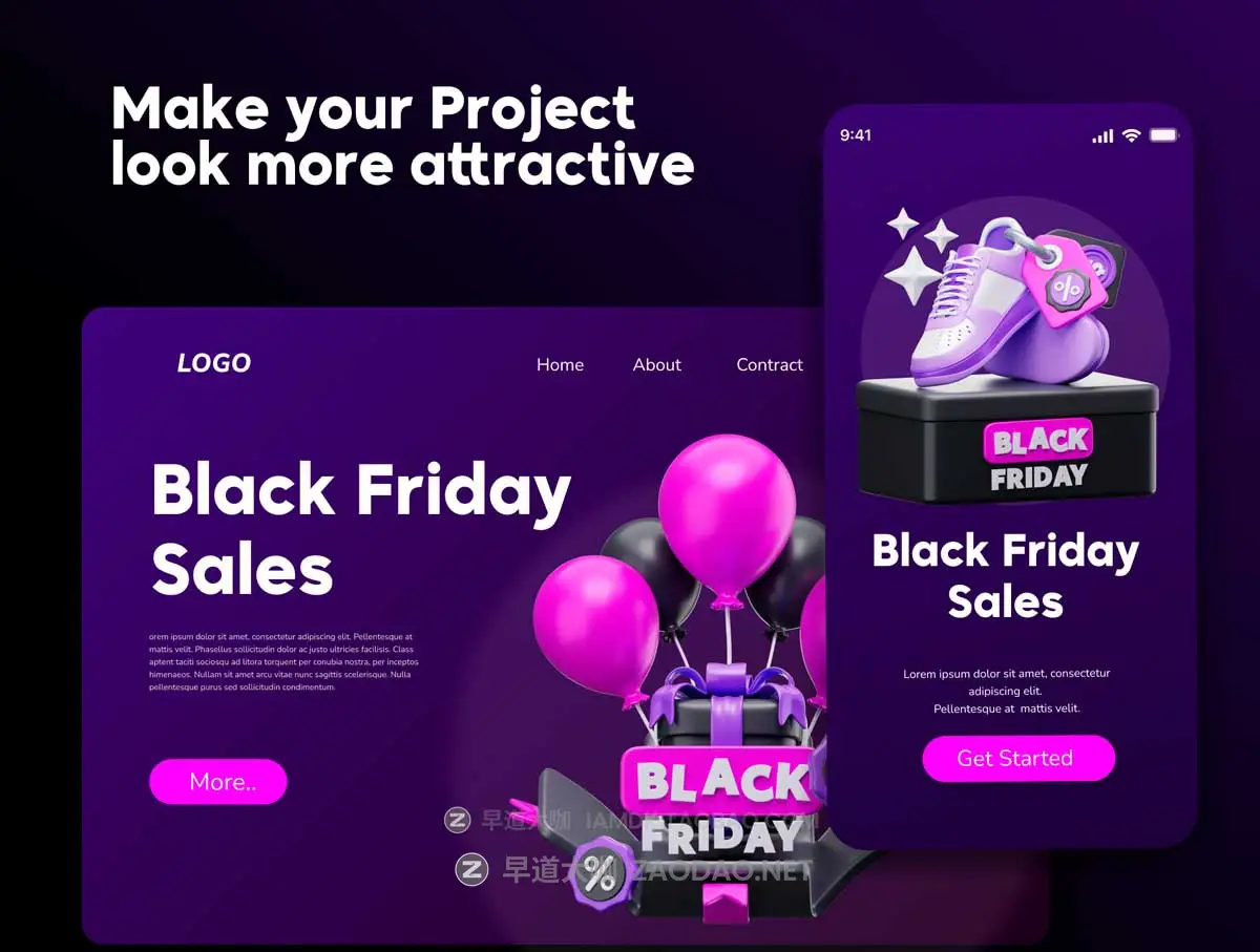 25款高级质感黑色星期五电商促销3D插图图标Icons设计Blender/PNG/OBJ/FBX格式素材 Black Friday 3D Illustrations Pack插图4 25款高级质感黑色星期五电商促销3D插图图标Icons设计Blender/PNG/OBJ/FBX格式素材 Black Friday 3D Illustrations Pack插图4