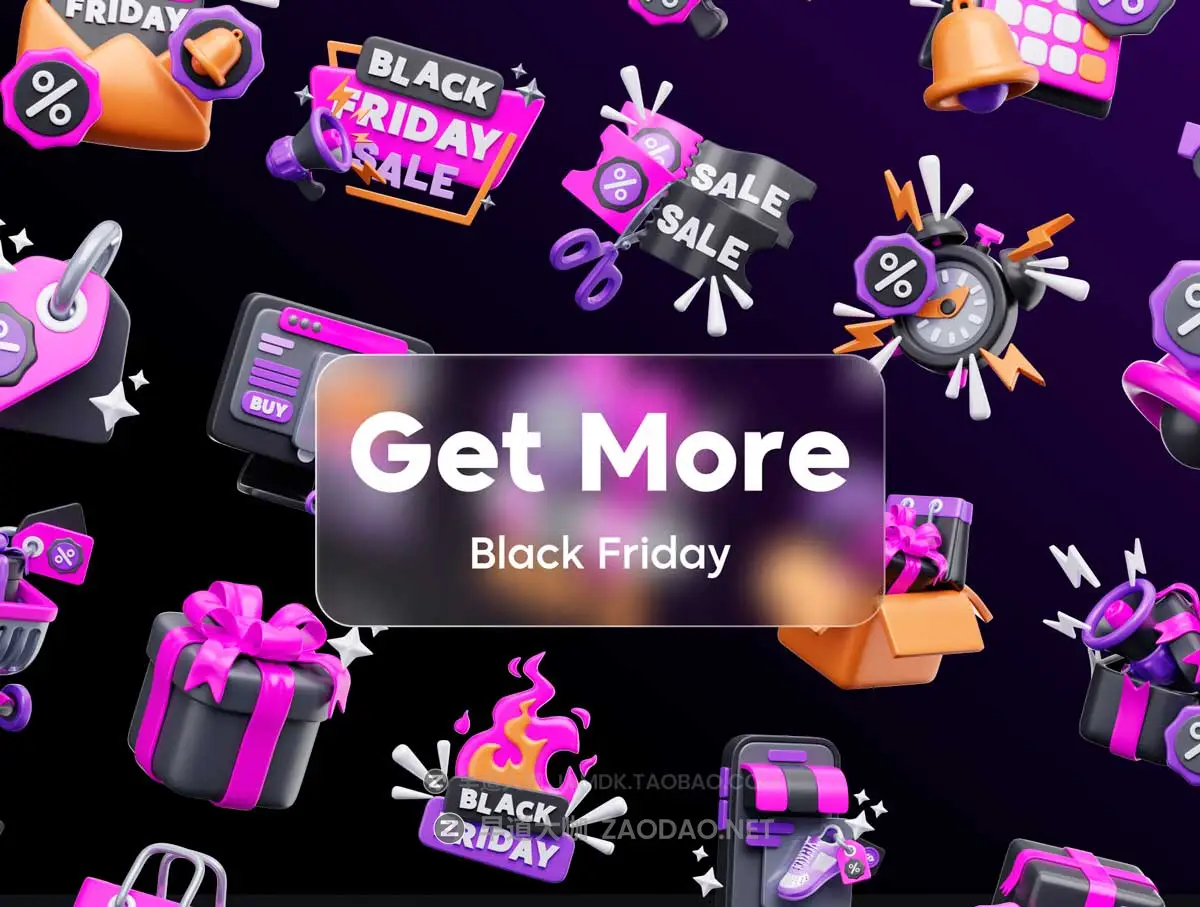 25款高级质感黑色星期五电商促销3D插图图标Icons设计Blender/PNG/OBJ/FBX格式素材 Black Friday 3D Illustrations Pack插图2 25款高级质感黑色星期五电商促销3D插图图标Icons设计Blender/PNG/OBJ/FBX格式素材 Black Friday 3D Illustrations Pack插图2