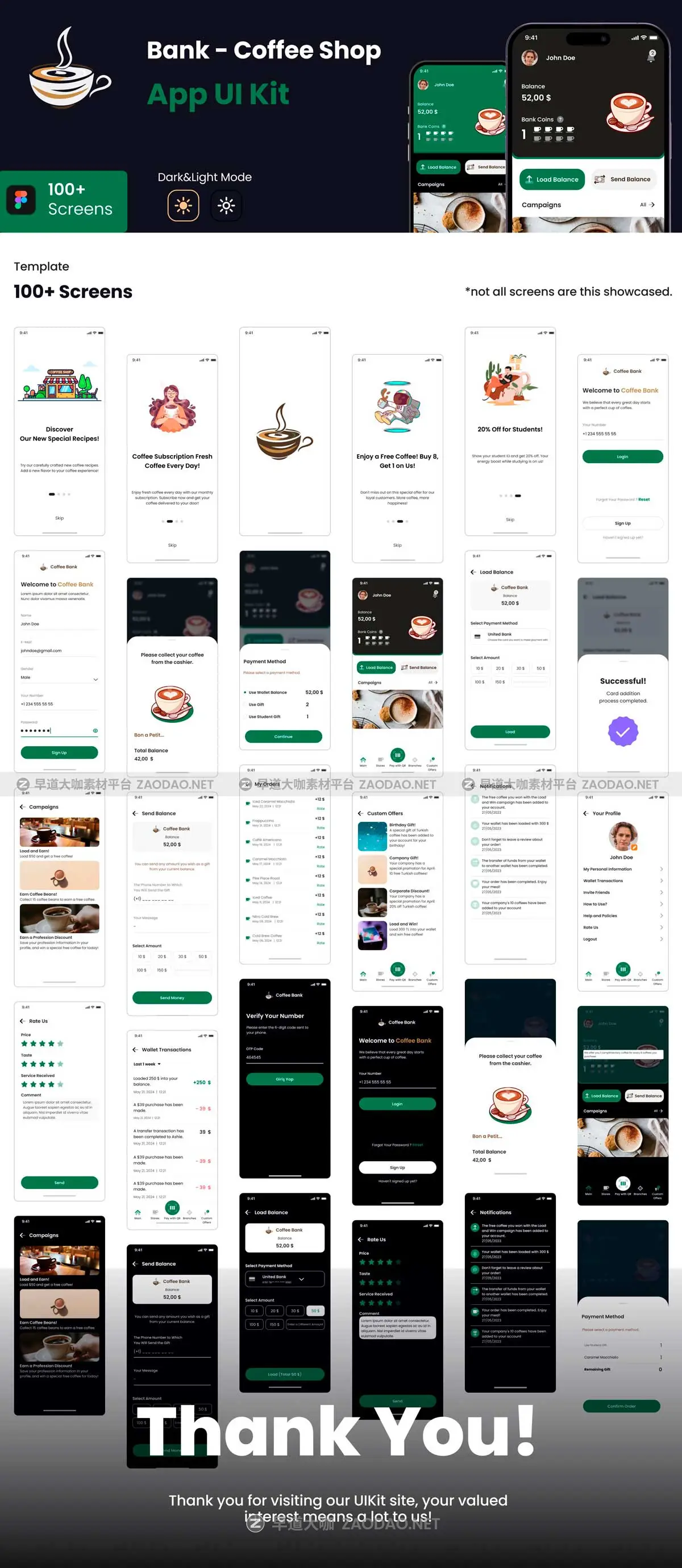 100+屏咖啡美食在线购买自助下单APP UI界面设计Figma格式模板素材 Bank – Coffee Shop App UI Kit插图5 100+屏咖啡美食在线购买自助下单APP UI界面设计Figma格式模板素材 Bank – Coffee Shop App UI Kit插图5