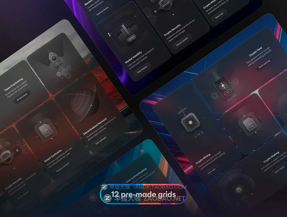 顶级金融科技加密货币区块链网站&软件UI界面套件设计Figma/React/HTML素材包 Bento Cards: Crypto插图2 顶级金融科技加密货币区块链网站&软件UI界面套件设计Figma/React/HTML素材包 Bento Cards: Crypto插图2