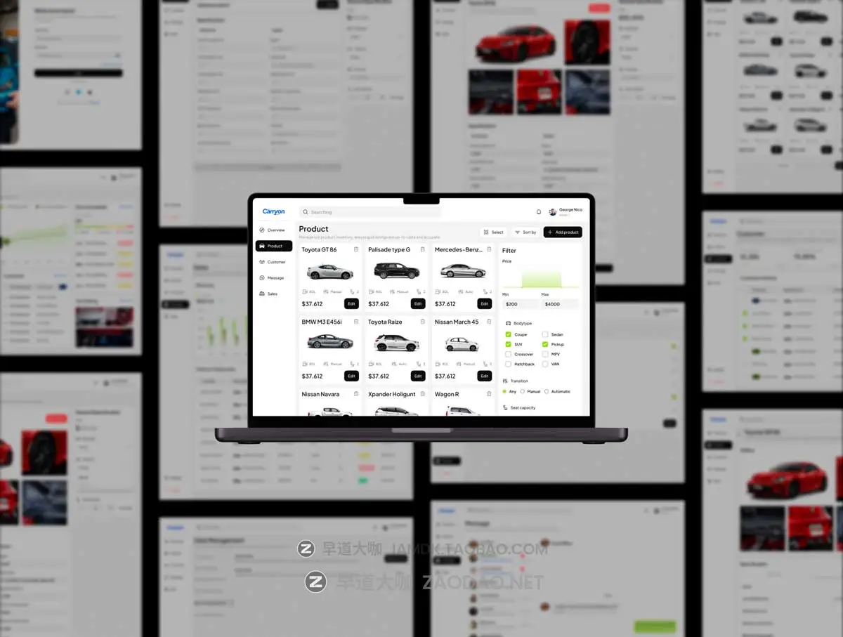 134+屏双配色汽车销售数据统计社区网站仪表盘web ui界面设计figma模板套件 CarryOn – Car Sales Dashboard UI KIT插图5 134+屏双配色汽车销售数据统计社区网站仪表盘web ui界面设计figma模板套件 CarryOn – Car Sales Dashboard UI KIT插图5
