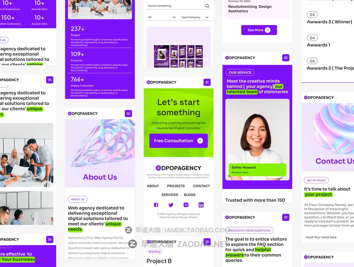 30+屏创意设计服务企业公司网站WEB UI界面设计Figma模板 Dpopagency – Website Agency UI KIT插图4 30+屏创意设计服务企业公司网站WEB UI界面设计Figma模板 Dpopagency – Website Agency UI KIT插图4