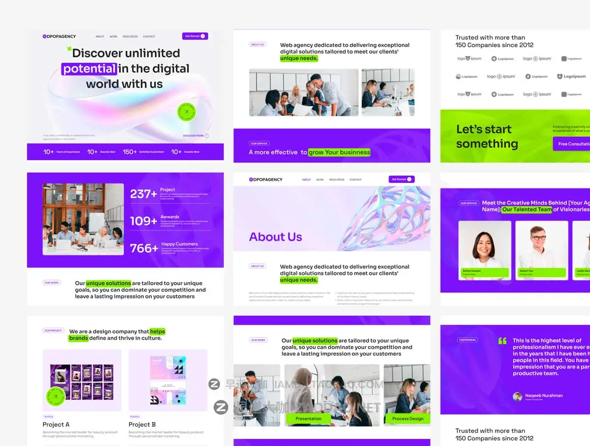 30+屏创意设计服务企业公司网站WEB UI界面设计Figma模板 Dpopagency – Website Agency UI KIT插图5 30+屏创意设计服务企业公司网站WEB UI界面设计Figma模板 Dpopagency – Website Agency UI KIT插图5