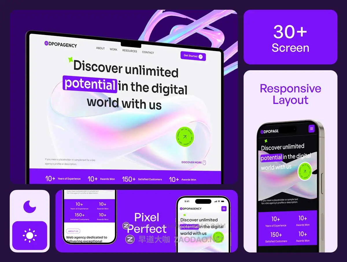 30+屏创意设计服务企业公司网站WEB UI界面设计Figma模板 Dpopagency – Website Agency UI KIT插图1 30+屏创意设计服务企业公司网站WEB UI界面设计Figma模板 Dpopagency – Website Agency UI KIT插图1