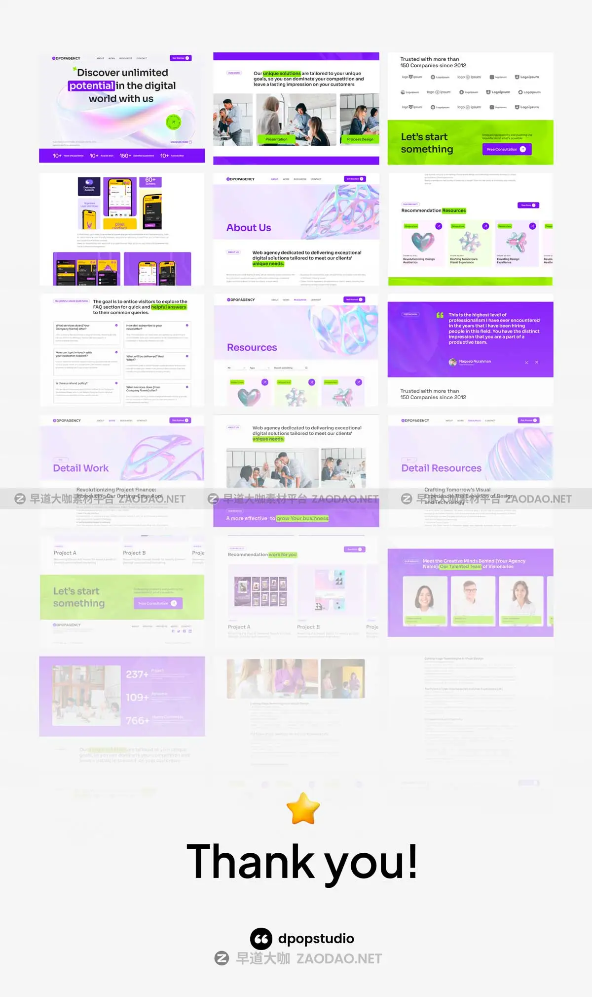 30+屏创意设计服务企业公司网站WEB UI界面设计Figma模板 Dpopagency – Website Agency UI KIT插图8 30+屏创意设计服务企业公司网站WEB UI界面设计Figma模板 Dpopagency – Website Agency UI KIT插图8