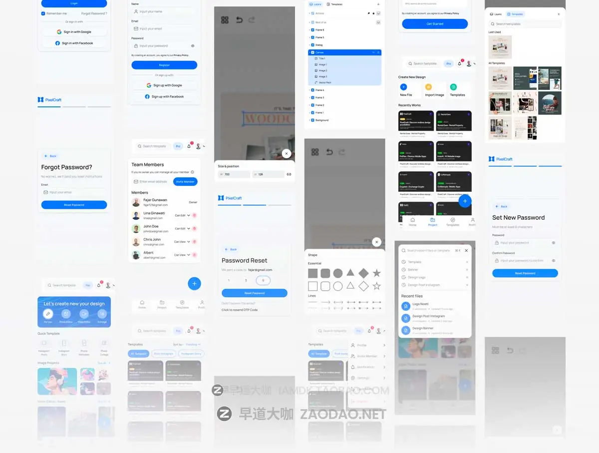 100+屏创意虚拟物品设计摄影作品在线教育仪表盘UI界面设计Figma模板套件 PixelCraft – Design Editor App UI KIT插图5 100+屏创意虚拟物品设计摄影作品在线教育仪表盘UI界面设计Figma模板套件 PixelCraft – Design Editor App UI KIT插图5