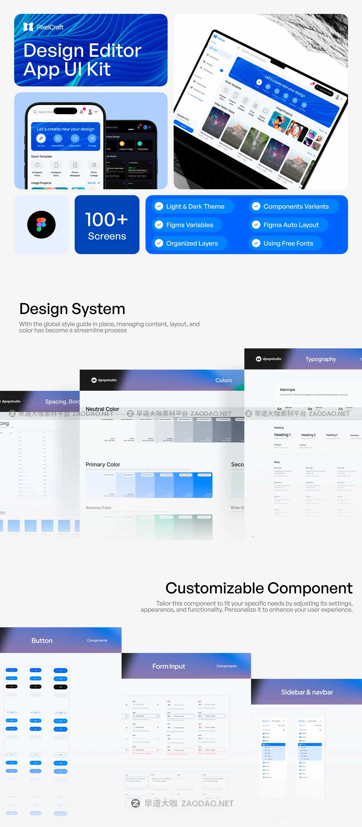 100+屏创意虚拟物品设计摄影作品在线教育仪表盘UI界面设计Figma模板套件 PixelCraft – Design Editor App UI KIT插图8 100+屏创意虚拟物品设计摄影作品在线教育仪表盘UI界面设计Figma模板套件 PixelCraft – Design Editor App UI KIT插图8