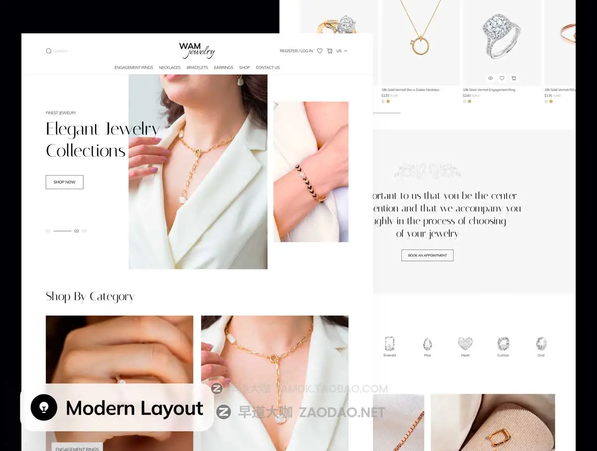 45款高级简约珠宝首饰钻石电子商务商城网站web ui界面设计figma模板套件素材 WAMjewelry – Jewelry E-Commerce Website UI Kit插图2 45款高级简约珠宝首饰钻石电子商务商城网站web ui界面设计figma模板套件素材 WAMjewelry – Jewelry E-Commerce Website UI Kit插图2