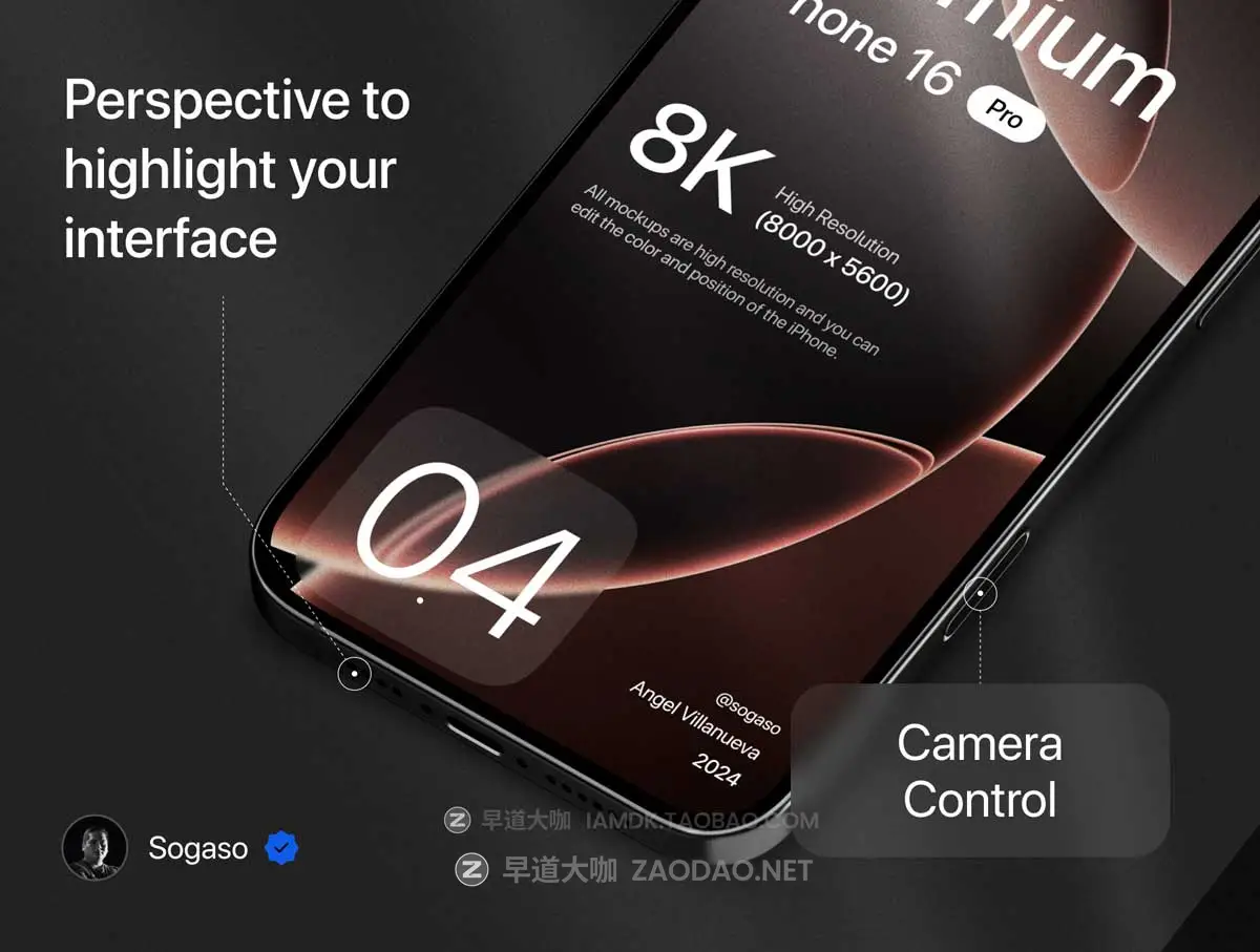 10款高级黑化风苹果iPhone 16 Pro屏幕演示效果图Ps/Figma贴图样机模板素材 Premium iPhone 16 Pro Black Titanium Mockup插图7 10款高级黑化风苹果iPhone 16 Pro屏幕演示效果图Ps/Figma贴图样机模板素材 Premium iPhone 16 Pro Black Titanium Mockup插图7