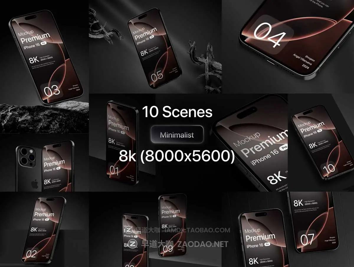 10款高级黑化风苹果iPhone 16 Pro屏幕演示效果图Ps/Figma贴图样机模板素材 Premium iPhone 16 Pro Black Titanium Mockup插图2 10款高级黑化风苹果iPhone 16 Pro屏幕演示效果图Ps/Figma贴图样机模板素材 Premium iPhone 16 Pro Black Titanium Mockup插图2