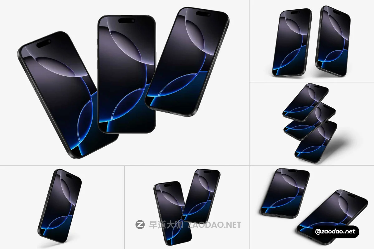 23款苹果iPhone 16 Pro手机UI广告设计展示效果图贴图Ps/Figma/Sketch样机模板素材 iPhone 16 Pro Mockups插图2 23款苹果iPhone 16 Pro手机UI广告设计展示效果图贴图Ps/Figma/Sketch样机模板素材 iPhone 16 Pro Mockups插图2