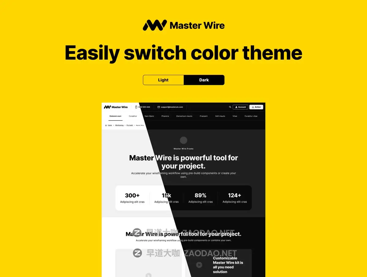 1200+屏双配色响应式网站WEB UI设计流程图线框图Figma格式素材 Wireframe Kit – Master Wire插图3 1200+屏双配色响应式网站WEB UI设计流程图线框图Figma格式素材 Wireframe Kit – Master Wire插图3