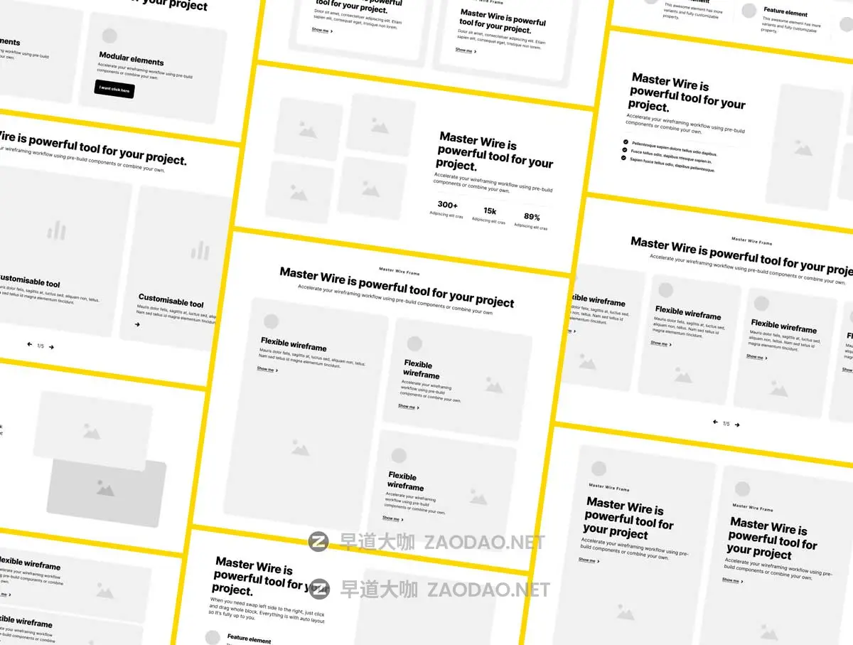 1200+屏双配色响应式网站WEB UI设计流程图线框图Figma格式素材 Wireframe Kit – Master Wire插图5 1200+屏双配色响应式网站WEB UI设计流程图线框图Figma格式素材 Wireframe Kit – Master Wire插图5