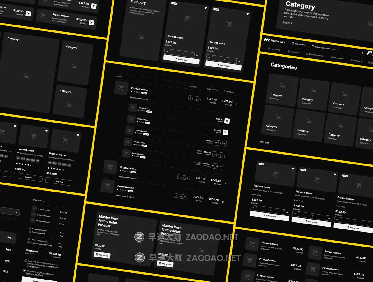 1200+屏双配色响应式网站WEB UI设计流程图线框图Figma格式素材 Wireframe Kit – Master Wire插图8 1200+屏双配色响应式网站WEB UI设计流程图线框图Figma格式素材 Wireframe Kit – Master Wire插图8