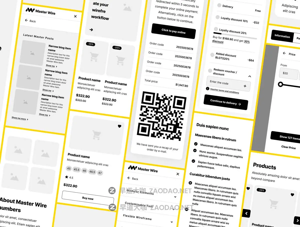 1200+屏双配色响应式网站WEB UI设计流程图线框图Figma格式素材 Wireframe Kit – Master Wire插图9 1200+屏双配色响应式网站WEB UI设计流程图线框图Figma格式素材 Wireframe Kit – Master Wire插图9