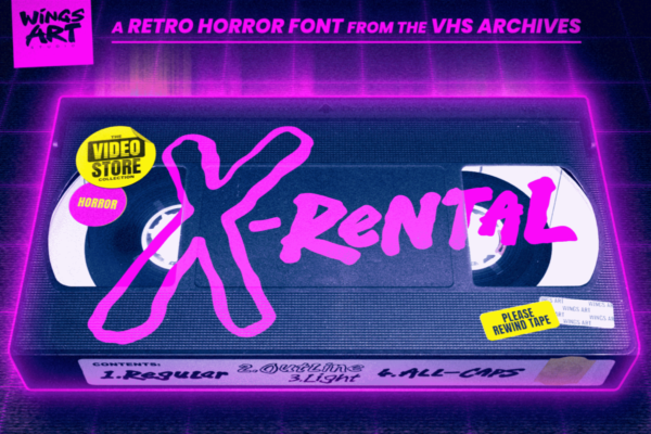 复古恐怖杂志漫画海报徽标设计手写英文字体安装包 X-Rental – 1980s Retro VHS Horror Font