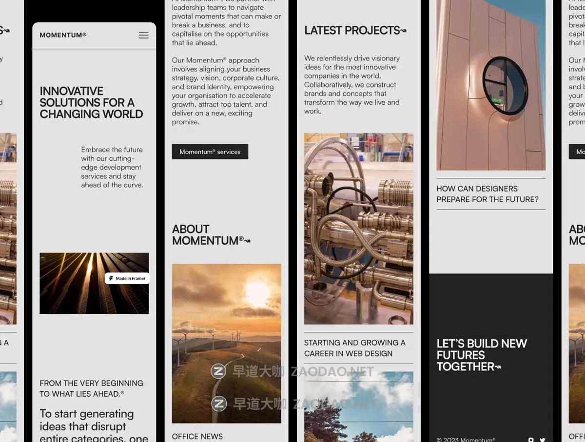 时尚自适应作品集案例企业品牌服务网站WEB UI界面设计Framer模板素材 MOMENTUM – Agency Website Template for Framer插图1 时尚自适应作品集案例企业品牌服务网站WEB UI界面设计Framer模板素材 MOMENTUM – Agency Website Template for Framer插图1
