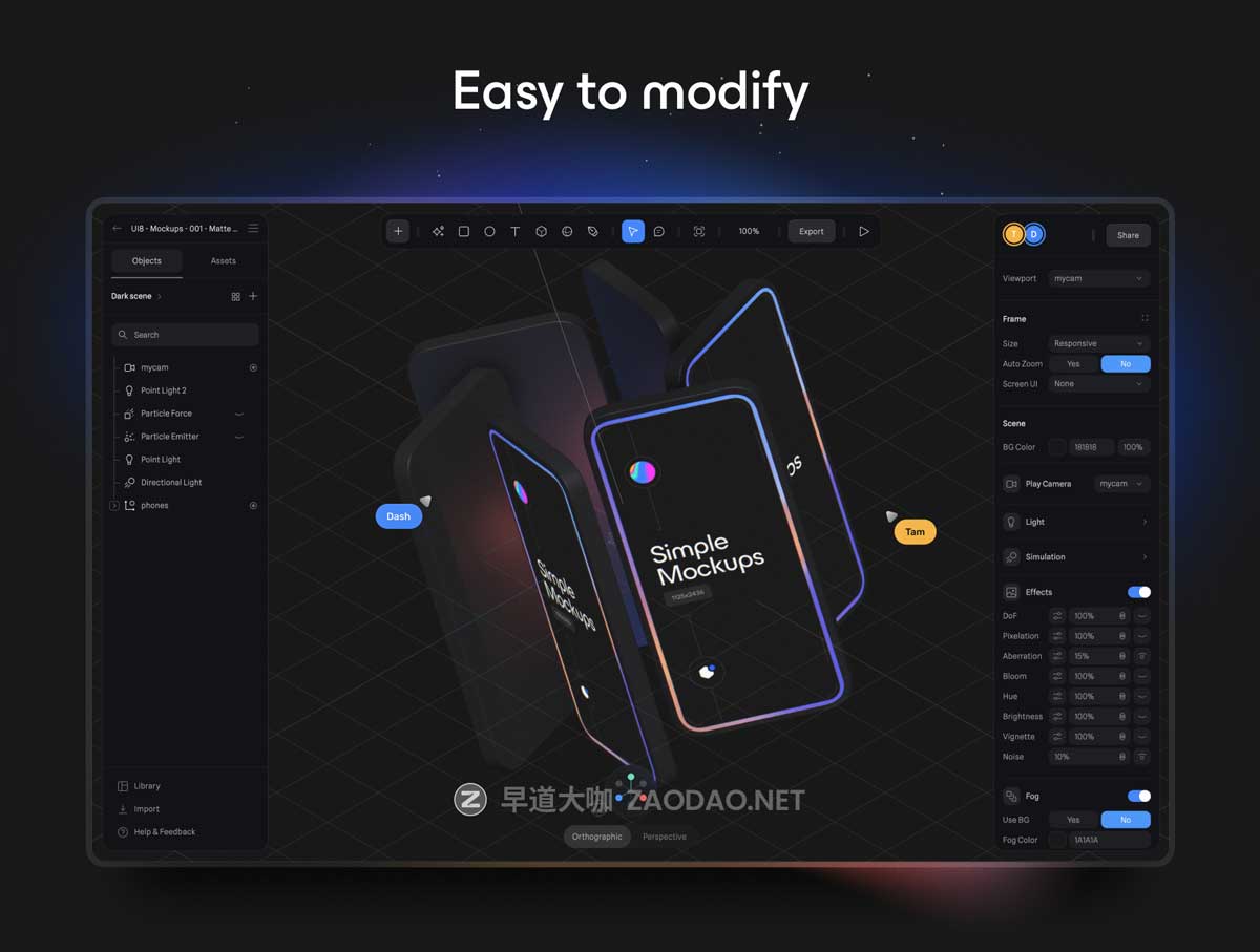 创意悬浮UI界面设计Phone手机展示效果图贴图样机Spline模板素材 Simple Mockups vol.4插图3