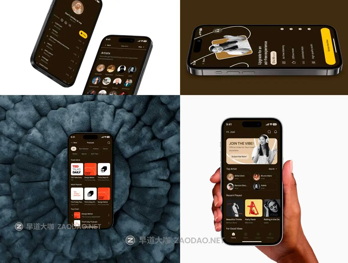 45屏双配色高级音乐播放器软件APP UI界面设计Figma模板套件素材 Music Player Mobile App UI Kit插图2 45屏双配色高级音乐播放器软件APP UI界面设计Figma模板套件素材 Music Player Mobile App UI Kit插图2