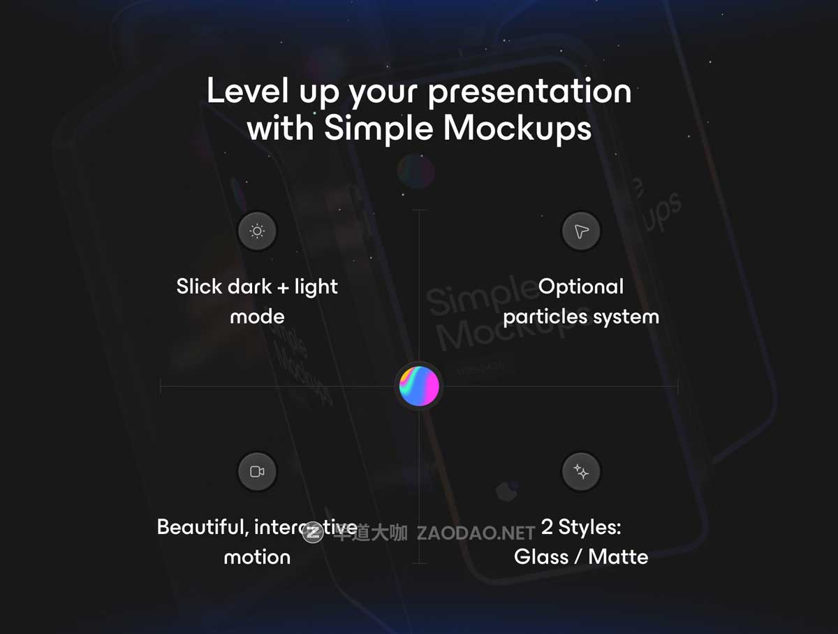 创意悬浮UI界面设计Phone手机展示效果图贴图样机Spline模板素材 Simple Mockups vol.4插图2
