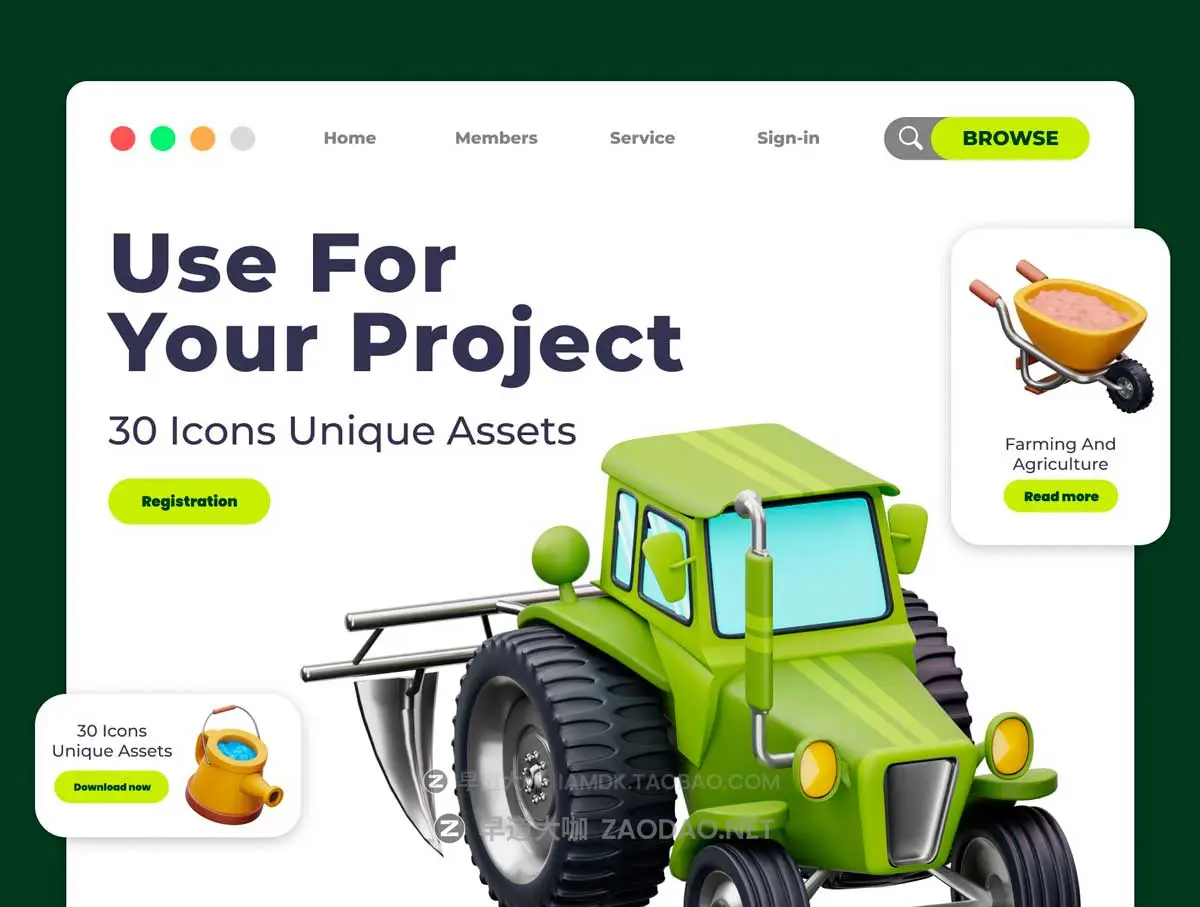 30款农业农场农作物粮食食物3D插图图标Icons设计Blender/OBJ/PNG格式素材 Farming And Agriculture 3D Illustration Pack插图3 30款农业农场农作物粮食食物3D插图图标Icons设计Blender/OBJ/PNG格式素材 Farming And Agriculture 3D Illustration Pack插图3