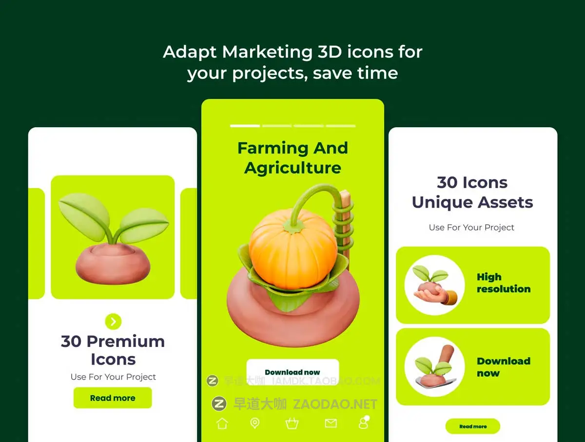 30款农业农场农作物粮食食物3D插图图标Icons设计Blender/OBJ/PNG格式素材 Farming And Agriculture 3D Illustration Pack插图4 30款农业农场农作物粮食食物3D插图图标Icons设计Blender/OBJ/PNG格式素材 Farming And Agriculture 3D Illustration Pack插图4