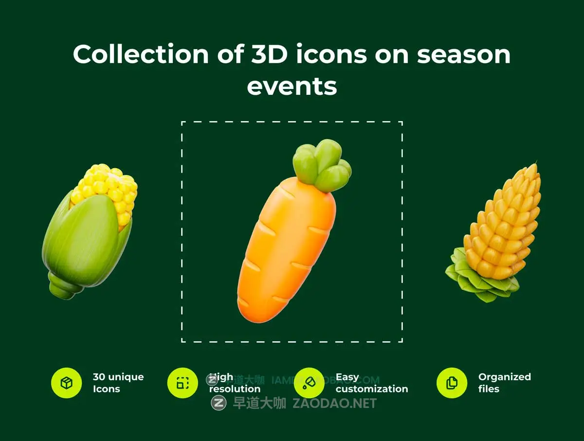 30款农业农场农作物粮食食物3D插图图标Icons设计Blender/OBJ/PNG格式素材 Farming And Agriculture 3D Illustration Pack插图1 30款农业农场农作物粮食食物3D插图图标Icons设计Blender/OBJ/PNG格式素材 Farming And Agriculture 3D Illustration Pack插图1