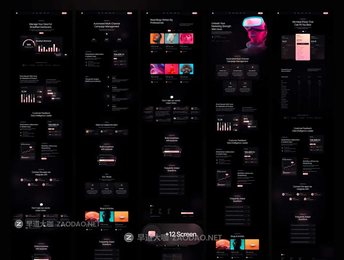 黑化风响应式SaaS服务平台网站WEB UI界面设计Figma/Sketch格式模板素材 Saas Website Template插图4 黑化风响应式SaaS服务平台网站WEB UI界面设计Figma/Sketch格式模板素材 Saas Website Template插图4