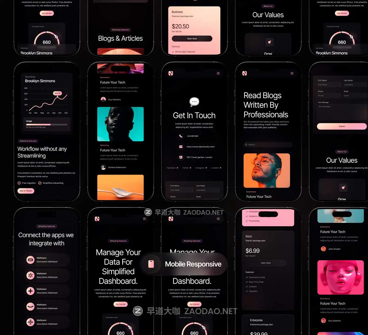 黑化风响应式SaaS服务平台网站WEB UI界面设计Figma/Sketch格式模板素材 Saas Website Template插图8 黑化风响应式SaaS服务平台网站WEB UI界面设计Figma/Sketch格式模板素材 Saas Website Template插图8