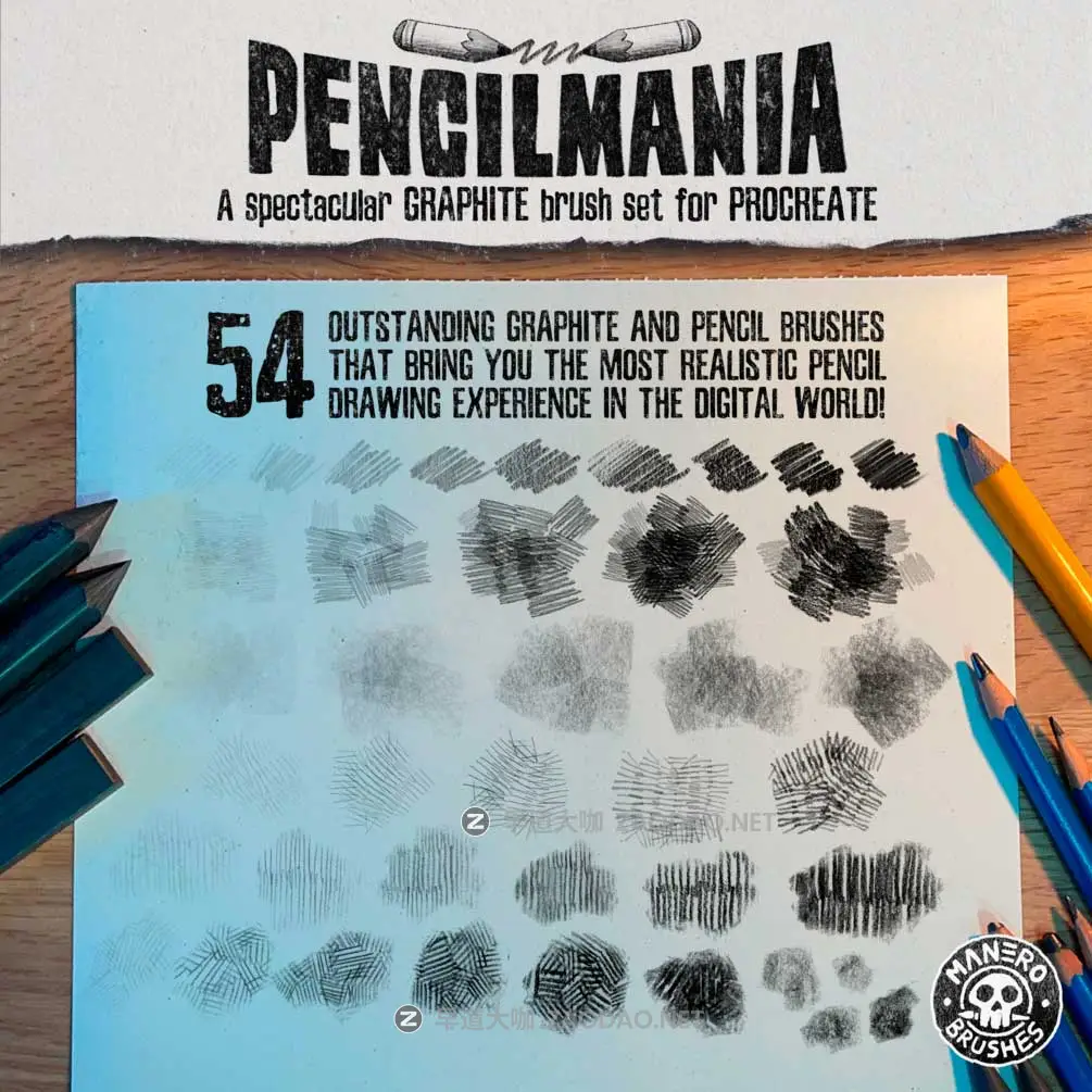 44款传统素描铅笔炭笔手绘线条阴影纹理绘画效果procreate笔刷画笔素材 Pencilmania: A Spectacular Graphite Brush Set for Procreate插图4 44款传统素描铅笔炭笔手绘线条阴影纹理绘画效果procreate笔刷画笔素材 Pencilmania: A Spectacular Graphite Brush Set for Procreate插图4