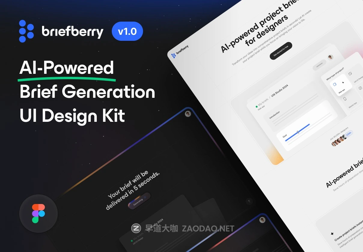300+屏双配色简历PPT报表简报文案AI智能生成网站WEB UI界面设计Figma格式模板套件 Briefberry: AI-Powered Brief Generation UI Kit插图 300+屏双配色简历PPT报表简报文案AI智能生成网站WEB UI界面设计Figma格式模板套件 Briefberry: AI-Powered Brief Generation UI Kit插图