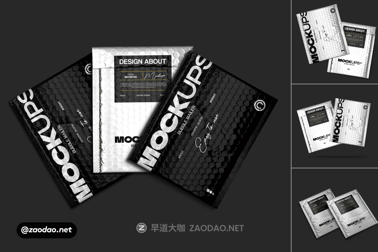 黑化风邮件快递气泡包装袋贴纸标签设计展示效果图PSD样机模板素材 Bubble Maller Packaging Mockup插图 黑化风邮件快递气泡包装袋贴纸标签设计展示效果图PSD样机模板素材 Bubble Maller Packaging Mockup插图